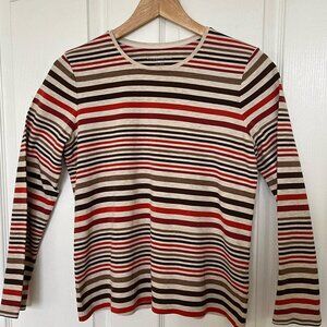 Crof and Barrow Woman's Top - Long Sleeve - Stripe, Beige, Brown, Orange